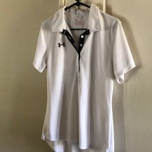 Under armor white 5 button polo Ladies large.